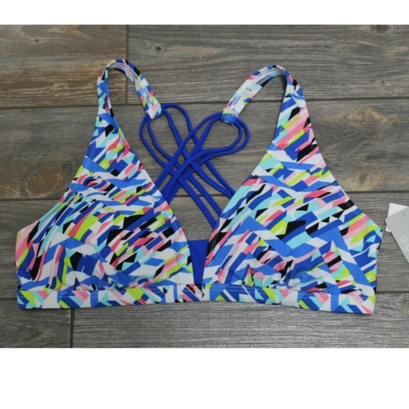 NWT GO Gossip Swimsuit Top S L or XL Crossed Signals Strappy Swim Sports Bra - Picture 6 of 9